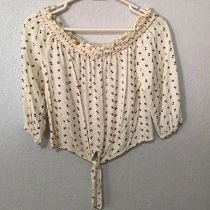 off the shoulder cropped shirt